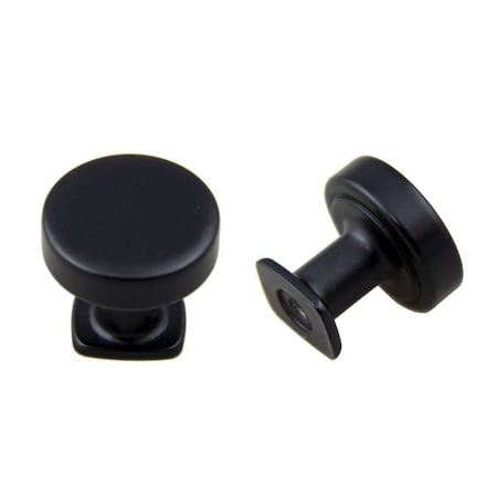 Crown 1-1/4" Diameter Round Flat Top Cabinet Knob Matte Black Finish CHK1218BK